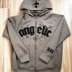 Grey Angelic Motion Zip-Up Hoodie